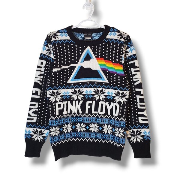 Pink Floyd Ugly Christmas Sweater Knit Sweater Black Size S - Picture 1 of 5